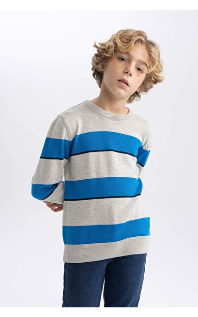 DeFacto Erkek Çocuk Regular Fit Bisiklet Yaka Pamuklu Kazak B2254A823CWGR400