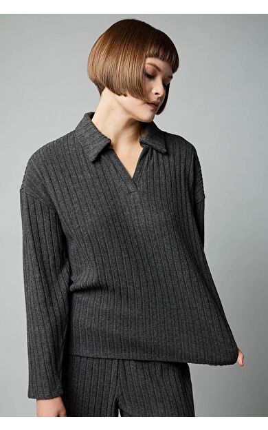 DeFacto Regular Fit Polo Yaka Uzun Kollu Tişört B2404AX23AUAR53