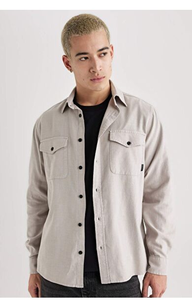 DeFactoFit Regular Fit Pamuklu Uzun Kollu Gömlek B2654AX24SPGR302