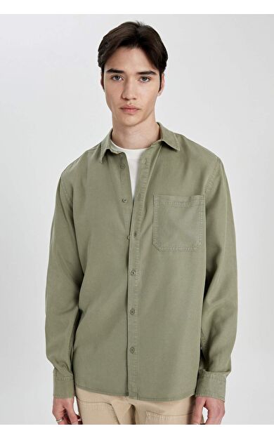 DeFactoFit Regular Fit Tensel Uzun Kollu Gömlek B2907AX24SPKH465