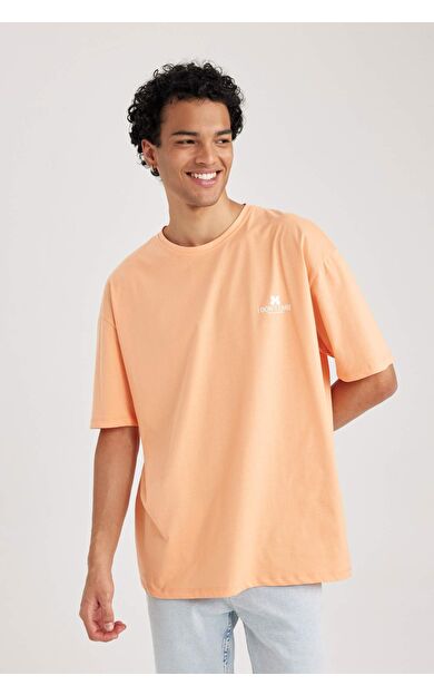 DeFacto Oversize Fit Bisiklet Yaka Baskılı Tişört