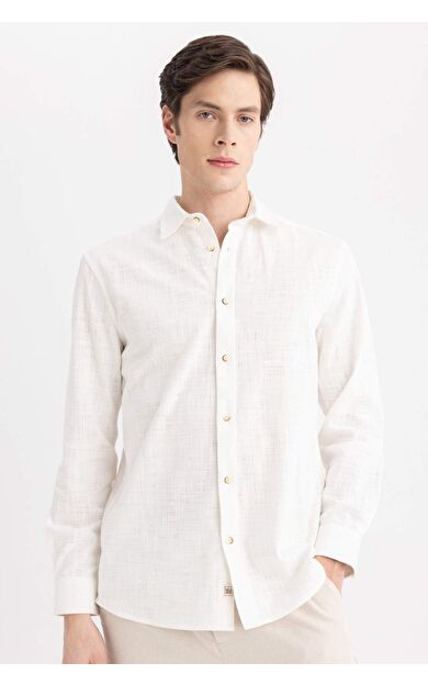 DeFactoFit Regular Fit Polo Yaka Uzun Kollu Gömlek B4129AX24SPWT32