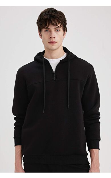 DeFacto Comfort Fit Kapüşonlu Sweatshirt B4351AX23WNBK81