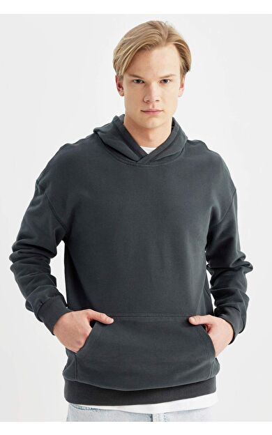 DeFactoFit Comfort Fit Kapüşonlu Sweatshirt B4446AX24SPGN1082