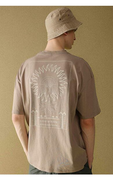 DeFactoFit Oversize Fit Bisiklet Yaka Sırt Baskılı Kısa Kollu Tişört B4902AX24SPBN551