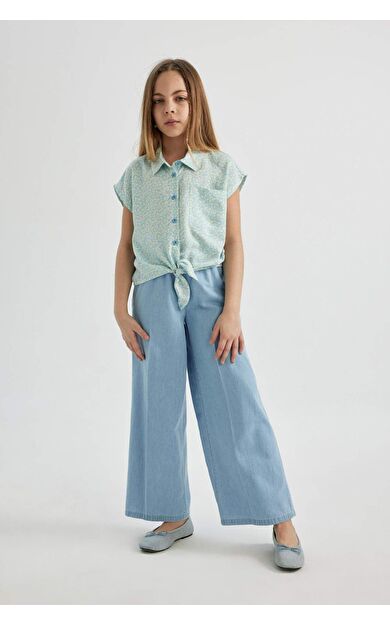DeFactoFit Kız Çocuk Wide Leg Geniş Paça Jean Pantolon
