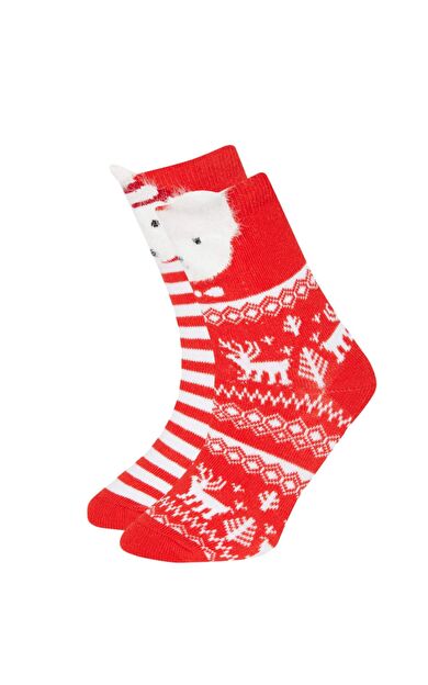 DeFacto Kız Çocuk Yılbaşı Temalı 2'li Pamuklu Uzun Çorap