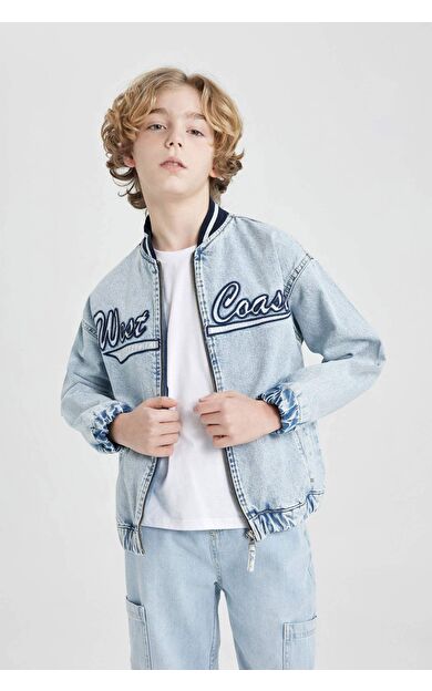DeFactoFit Erkek Çocuk Kolej Yaka Bomber Jean Ceket B5494A824SPNM39