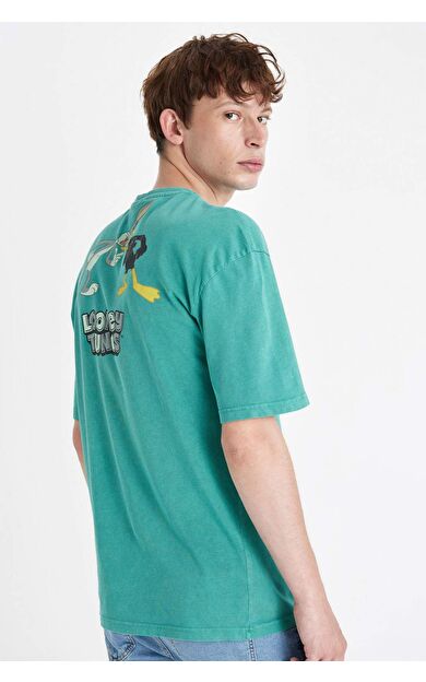 DeFactoFit Looney Tunes Oversize Fit Bisiklet Yaka Baskılı Kısa Kollu Tişört