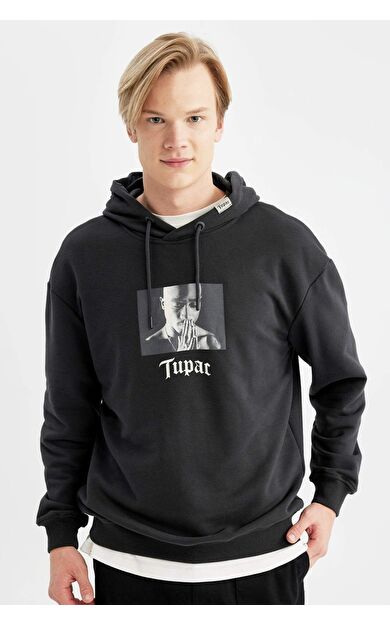 DeFacto Tupac Shakur Boxy Fit Kapüşonlu Sweatshirt
