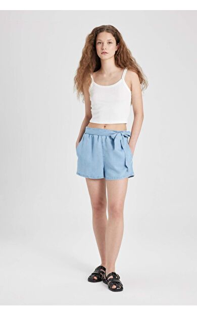 DeFactoFit Yüksek Bel Jean Şort B5804AX24SMNM39