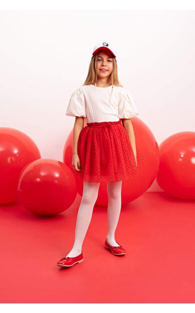DeFactoFit Kız Çocuk Esnek Belli Kırmızı Tül Etek