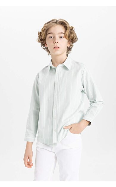 DeFactoFit Erkek Çocuk Regular Fit Polo Yaka Oxford Uzun Kollu Gömlek B7127A824SMGN1169