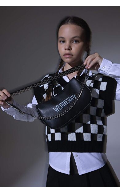 Kız Çocuk Wednesday Suni Deri Çapraz Çanta