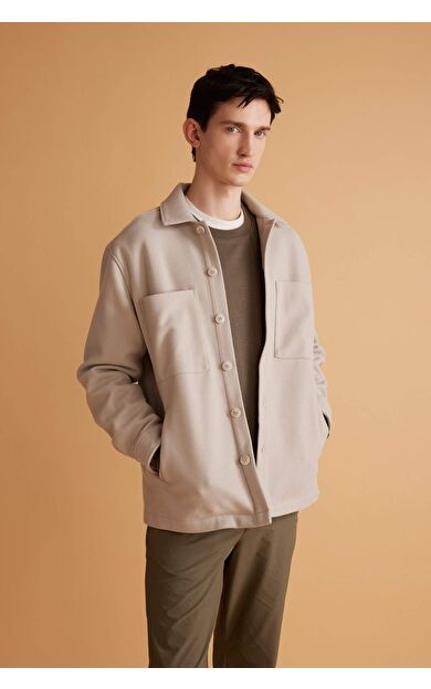 DeFactoFit Relax Fit Polo Yaka Yün Görünümlü Gömlek Ceket B7382AX24SPBG210