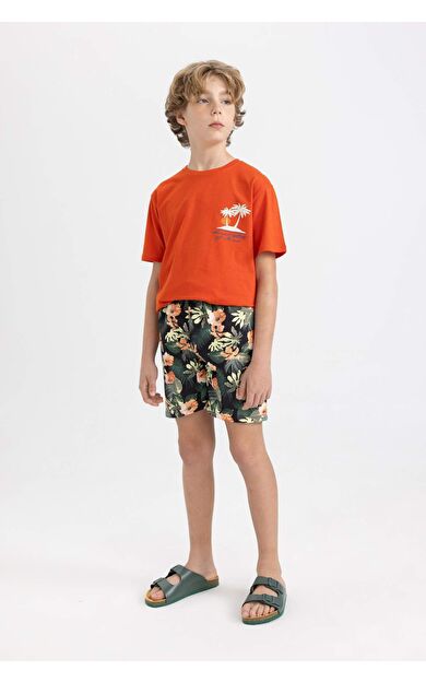 DeFactoFit Erkek Çocuk Desenli Deniz Şortu B7444A824HSBK34