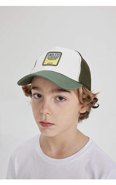 DeFactoFit Erkek Çocuk Etiket Baskılı Gabardin Beyzbol Basketbol Şapkası