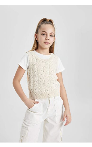 DeFactoFit Kız Çocuk Bisiklet Yaka Süveter B8291A824HSER99