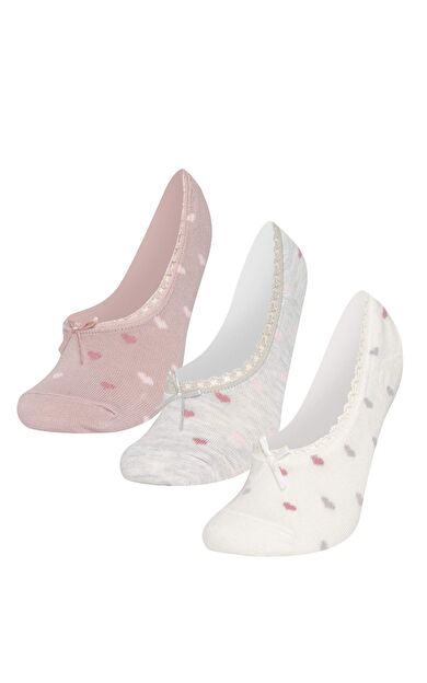 DeFactoFit Kadın Aplike 3'lü Pamuklu Babet Çorap B8442AXNSKR1