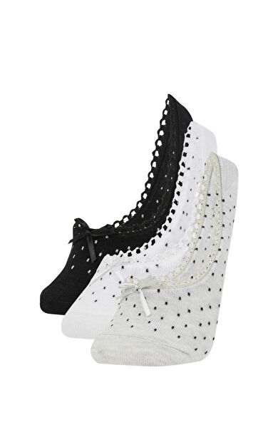 DeFactoFit Kadın Aplike 3'lü Pamuklu Babet Çorap B8448AXNSKR1