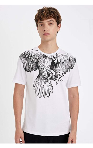 DeFactoFit Regular Fit Bisiklet Yaka Baskılı Tişört B8485AX24SMWT34