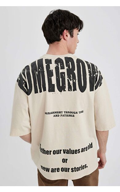 DeFactoFit Loose Fit Bisiklet Yaka Baskılı Tişört B8494AX24SMBG723