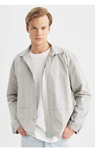 DeFactoFit Relax Fit Pamuklu Uzun Kollu Gömlek B8854AX24SPGR91