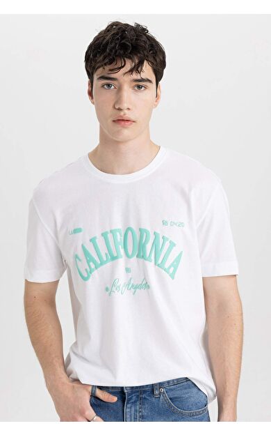 DeFactoFit Regular Fit Bisiklet Yaka Baskılı Tişört B9002AX24SMWT34