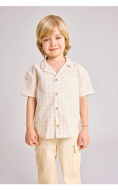 DeFactoFit Erkek Bebek Kısa Kollu Kareli Gömlek