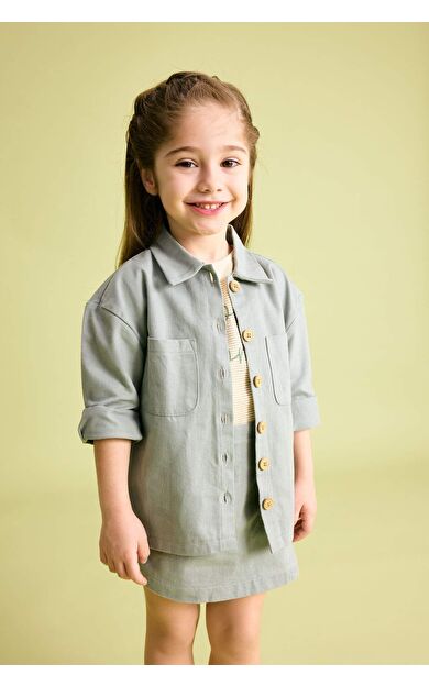 DeFactoFit Kız Bebek Gömlek Yaka Gabardin Uzun Kollu Gömlek