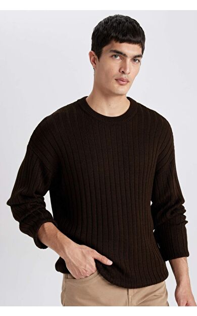 DeFactoFit Relax Fit Bisiklet Yaka Triko Kazak B9723AX24SPBN497