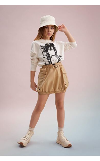 DeFactoFit Kız Çocuk Poplin Etek