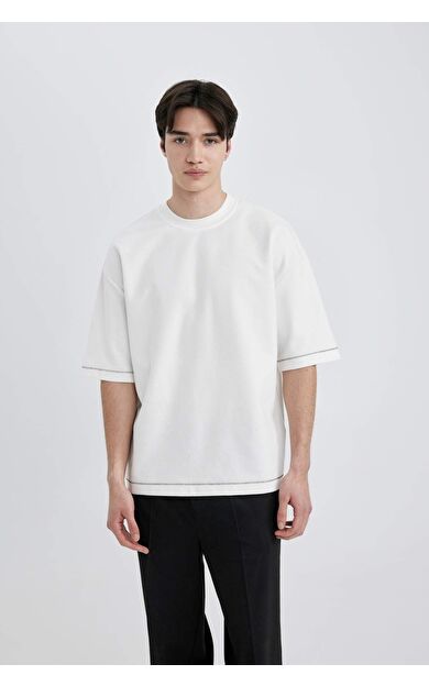 DeFactoFit Loose Fit Bisiklet Yaka Tişört C0147AX24SPER105