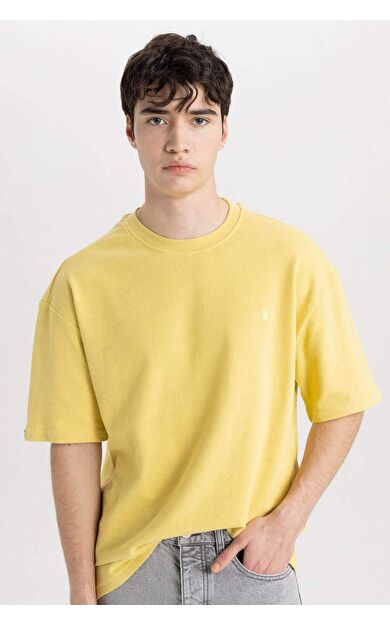 DeFactoFit Oversize Fit Bisiklet Yaka Baskılı Kısa Kollu Tişört C0151AX24SMKH486