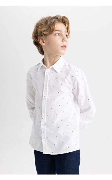 DeFactoFit Erkek Çocuk Regular Fit Polo Yaka Oxford Uzun Kollu Gömlek