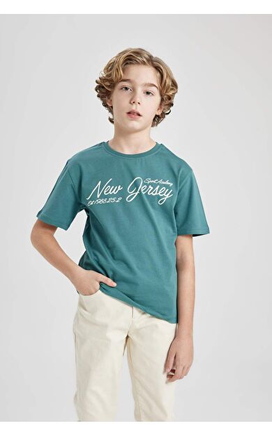 DeFactoFit Erkek Çocuk Regular Fit Bisiklet Yaka Baskılı Kısa Kollu Tişört C0648A824SMGN211