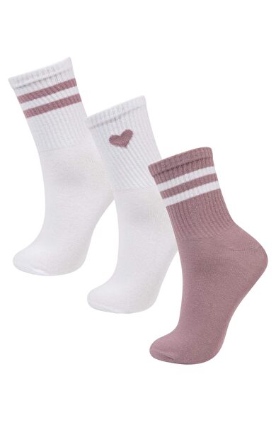 DeFacto Kadın 3'lü Pamuklu Soket Çorap C0673AXNSKR1