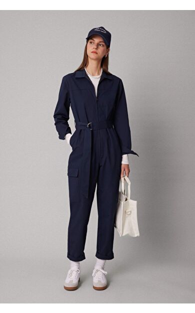 DeFactoFit Gömlek Yaka Gabardin Uzun Kollu Elbise