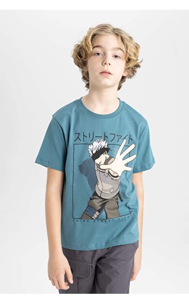 DeFactoFit Erkek Çocuk Regular Fit Bisiklet Yaka Baskılı Kısa Kollu Tişört C1923A824SMGN211