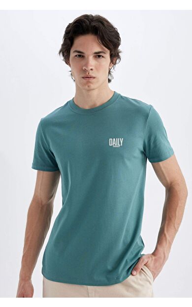 DeFactoFit Slim Fit Bisiklet Yaka Baskılı Kısa Kollu Tişört C2078AX24SMGN1081