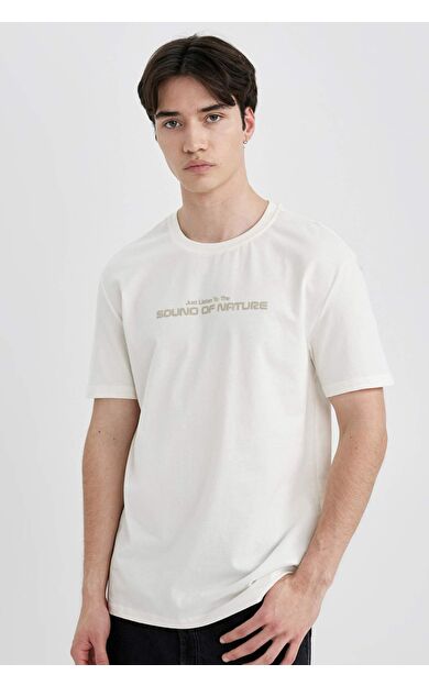 DeFactoFit Regular Fit Bisiklet Yaka Slogan Baskılı Kısa Kollu Tişört C2082AX24SMER105