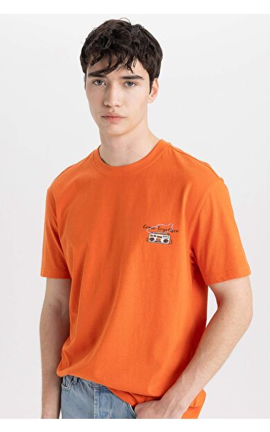 DeFactoFit Regular Fit Bisiklet Yaka Baskılı Tişört C2130AX24SMOG66