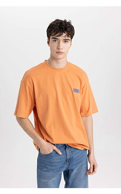 DeFactoFit Comfort Fit Bisiklet Yaka Baskılı Kısa Kollu Tişört C2136AX24SMOG328