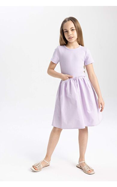 DeFactoFit Kız Çocuk Pamuklu Kısa Kollu Elbise