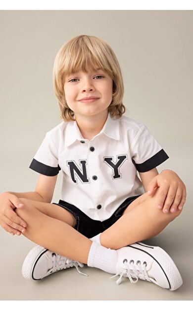 DeFactoFit Erkek Bebek Poplin Kısa Kollu Gömlek