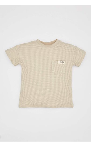 DeFactoFit Erkek Bebek Bisiklet Yaka Waffle Kısa Kollu Tişört