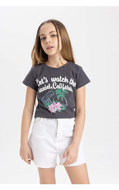 DeFactoFit Kız Çocuk Baskılı Kısa Kollu Tişört C2212A824SMAR104