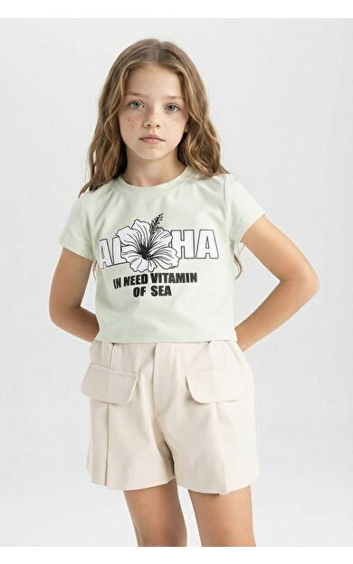 DeFactoFit Kız Çocuk Baskılı Kısa Kollu Tişört C2212A824SMGN1231