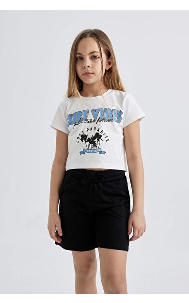 DeFactoFit Kız Çocuk Baskılı Kısa Kollu Tişört C2212A824SMWT36