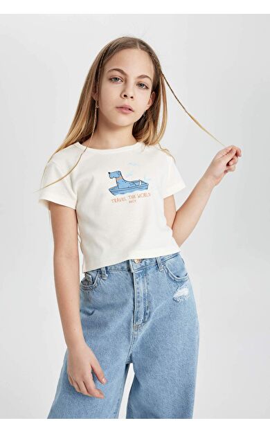 DeFactoFit Kız Çocuk Ribana Kısa Kollu Tişört C2217A824SMWT47